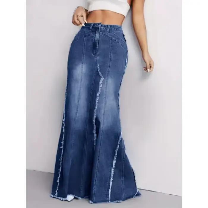 Jupe en jean stretch taille haute pour femme