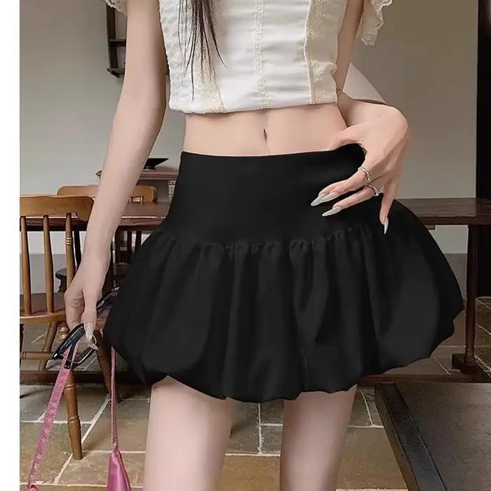 Jupe courte trapèze taille haute pour femme