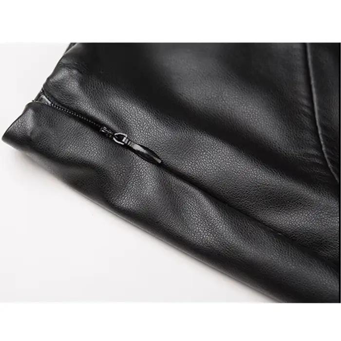 Femmes en peau de mouton jupe enveloppement hanche en cuir sur le genou
