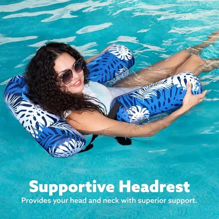 Fauteuil hamac gonflable pour piscine, lit flottant, chaise longue pliable pour piscine, flotteurs de piscine robustes pour adultes