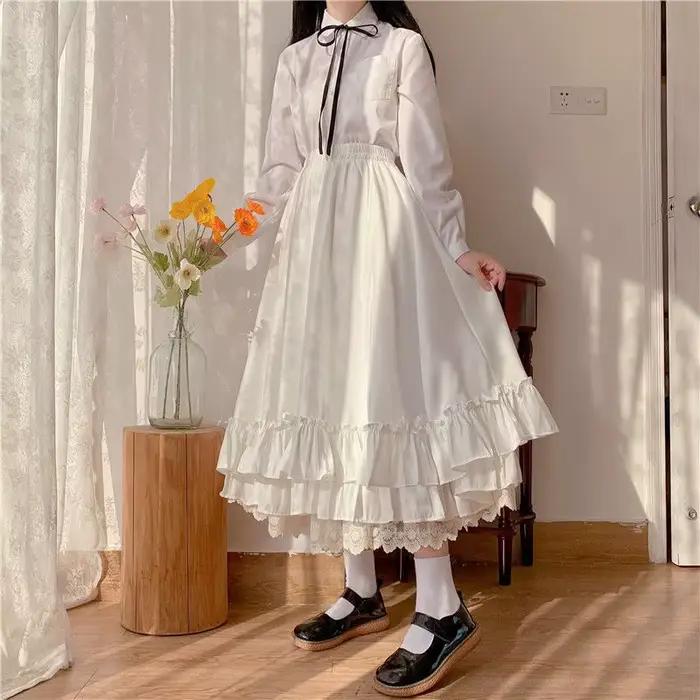 Jupes longues plissées japonaises pour femmes