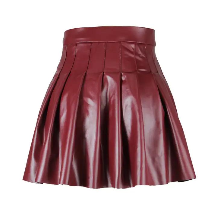 Jupe plissée en cuir carillon pour femme