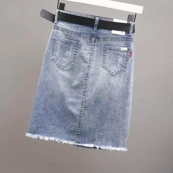 Jupe courte en jean potelée avec détails déchirés style coréen mignon pour femmes printemps été ocassions spéciales