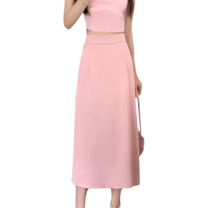 Jupe midi taille haute évasée pour femmes grandes tailles