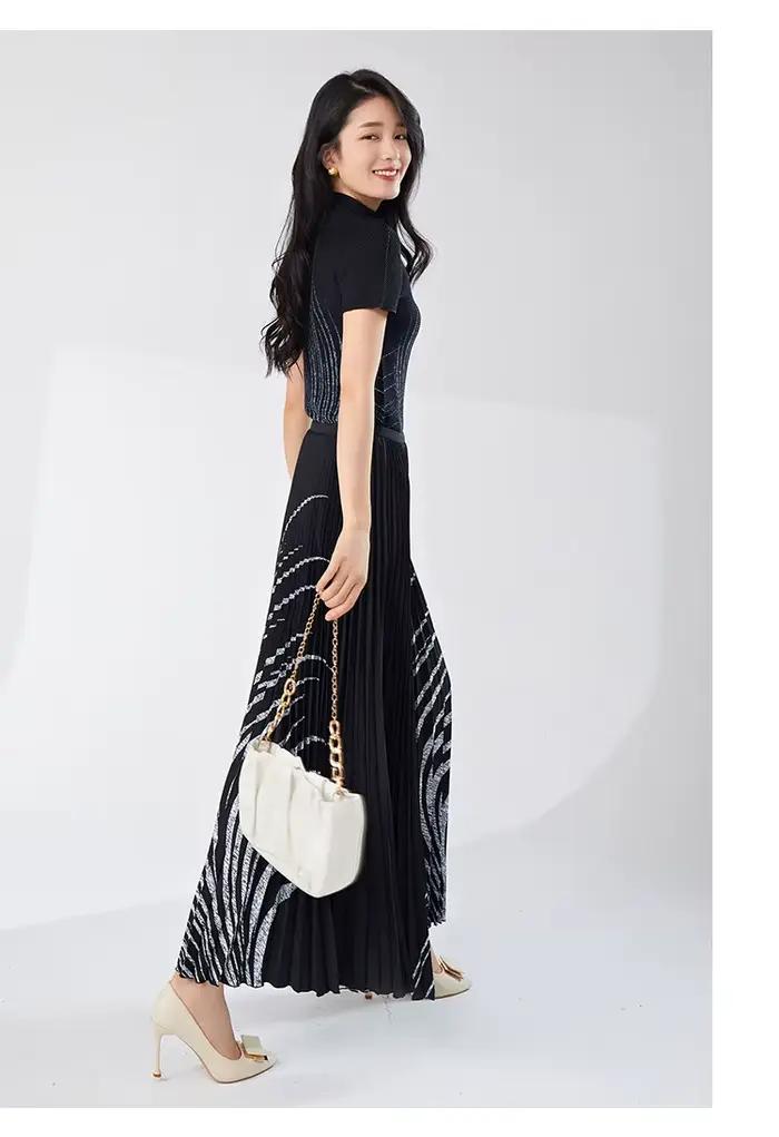 Ensemble haut et jupe plissés pour femme
