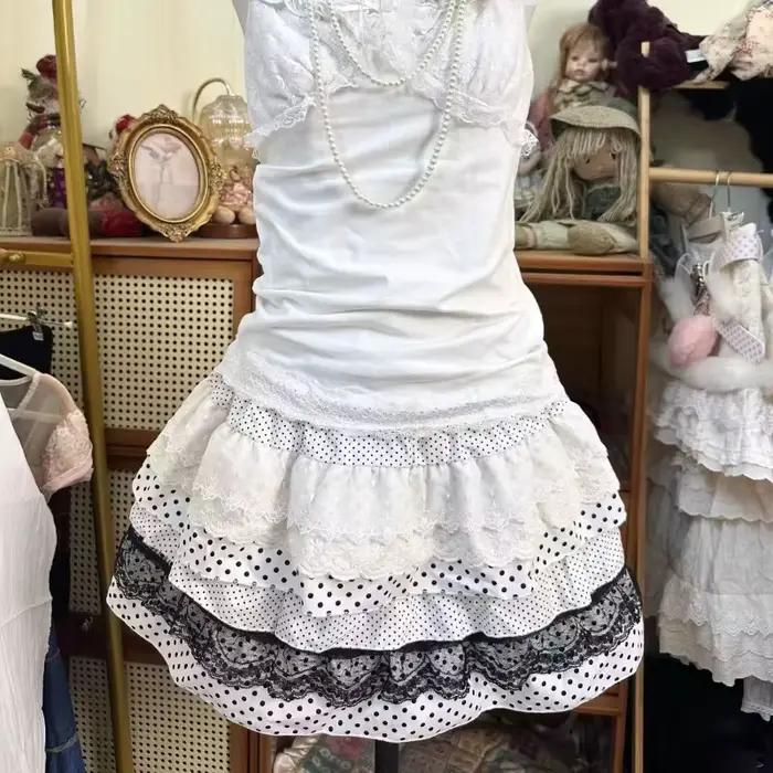 Jupe ample Lolita en dentelle douce pour femmes