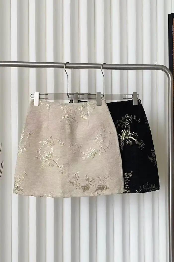 Mini jupe de style chinois pour femme