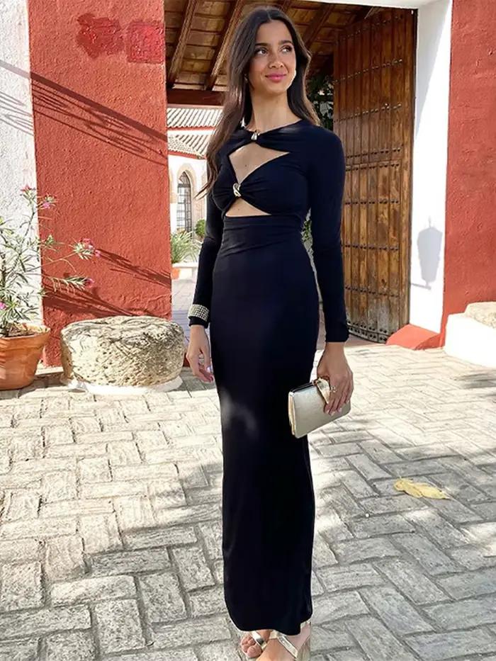 Robe fendue au dos évidé pour femmes