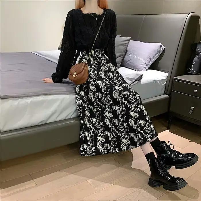 Jupes mi-longues taille haute vintage pour femmes