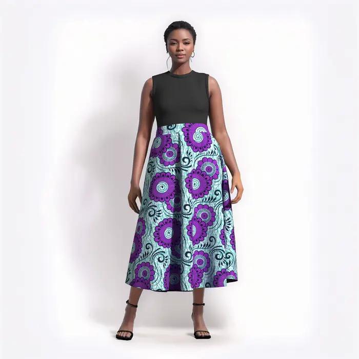 Femme longue Maxi jupe pour femmes africain Dashiki imprimé taille haute jupe dames casual traditionnel Ankara jupe WY820
