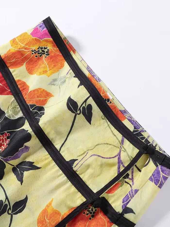 Jupe crayon midi décontractée à imprimé floral taille haute pour femmes occassions bureau printemps été 2026