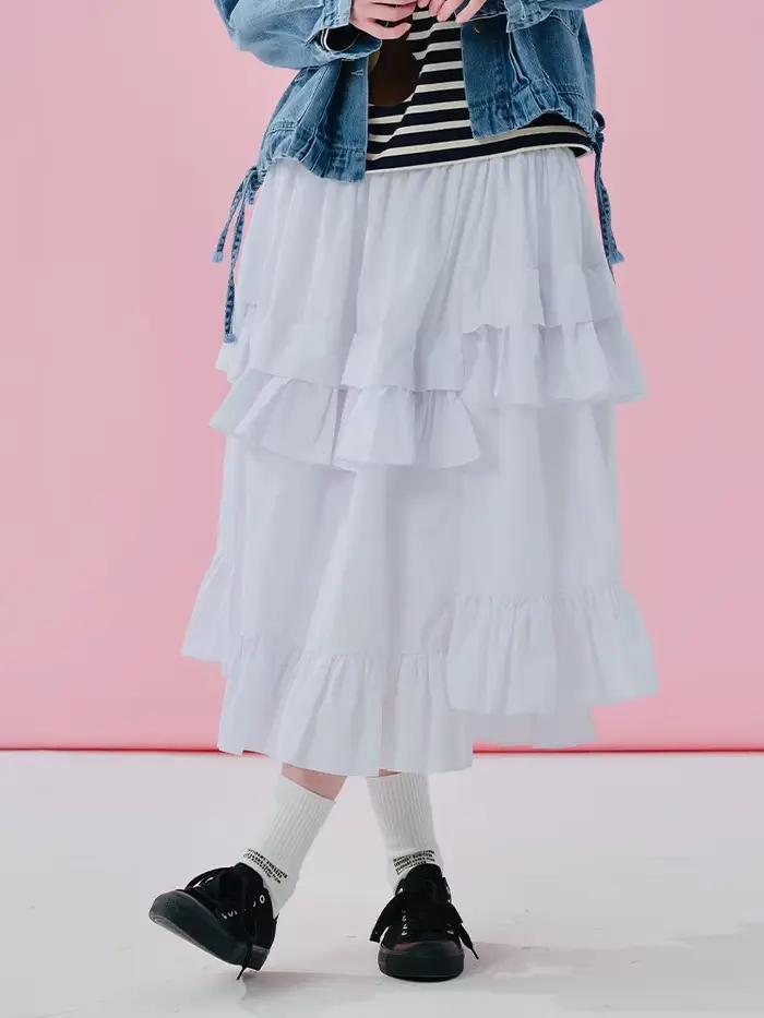 Imakokoni taille haute a-ligne demi-longueur jupe 2025 printemps japonais conception originale