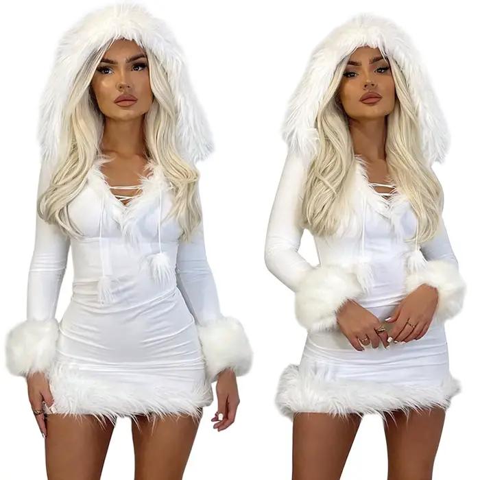 Jupe à capuche à col en V pour femme