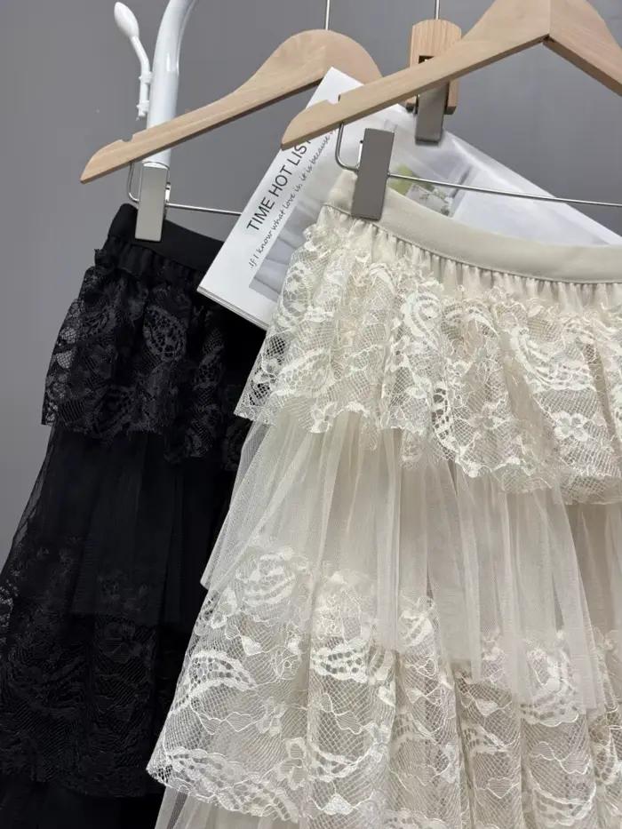 Maxi jupe longue femmes Crochet dentelle