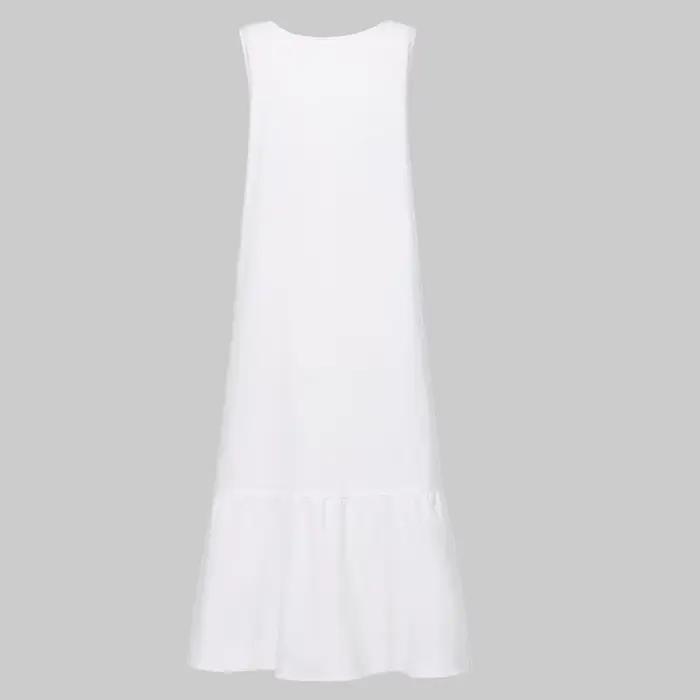 Nouvelles robes 2025 femme mode été couleur unie coton-lin sans manches grande taille femmes ample robe longue jupe