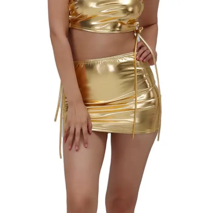 Mini-jupe métallique pour femmes