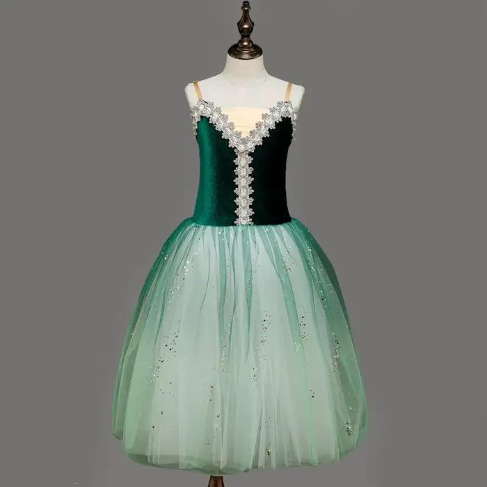 Jupe Tutu de Ballet en Velours Vert Dégradé pour Femme