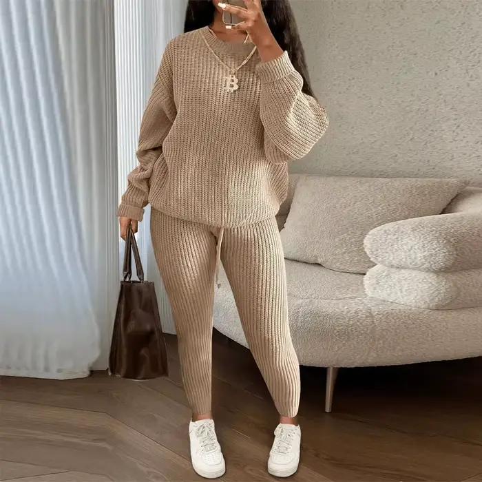 Ensemble deux pièces pull tricoté pour femmes