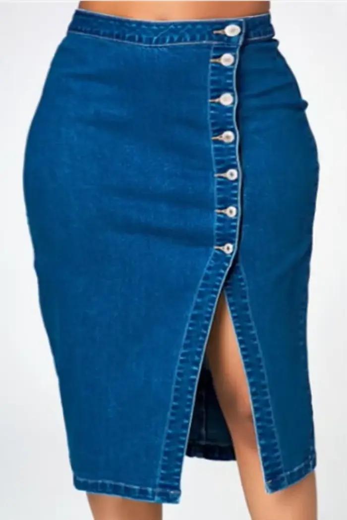 Jupe mi-longue en denim pour femme