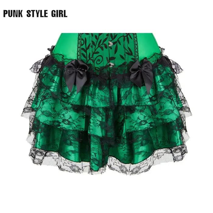 Jupe plissée mini en tulle et dentelle florale pour femme, noire, rouge, verte, violette, style grunge steampunk, superposée et à volants, pour déguisement