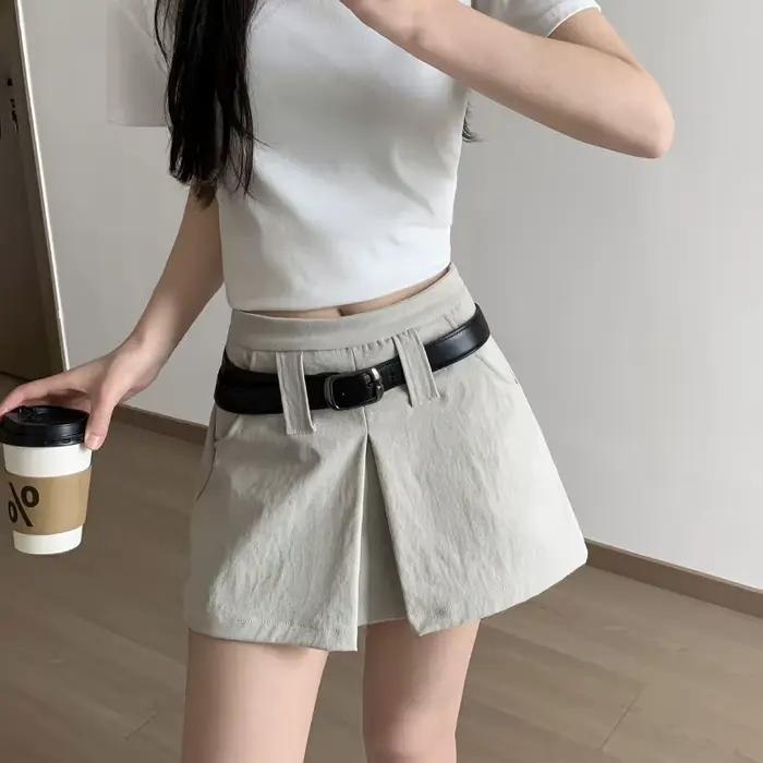 Jupe mini taille haute coupe trapèze pour femme