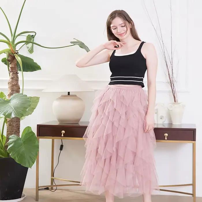 Jupe Tutu Grande Taille en Tulle à Volants Super Tendance pour Femme