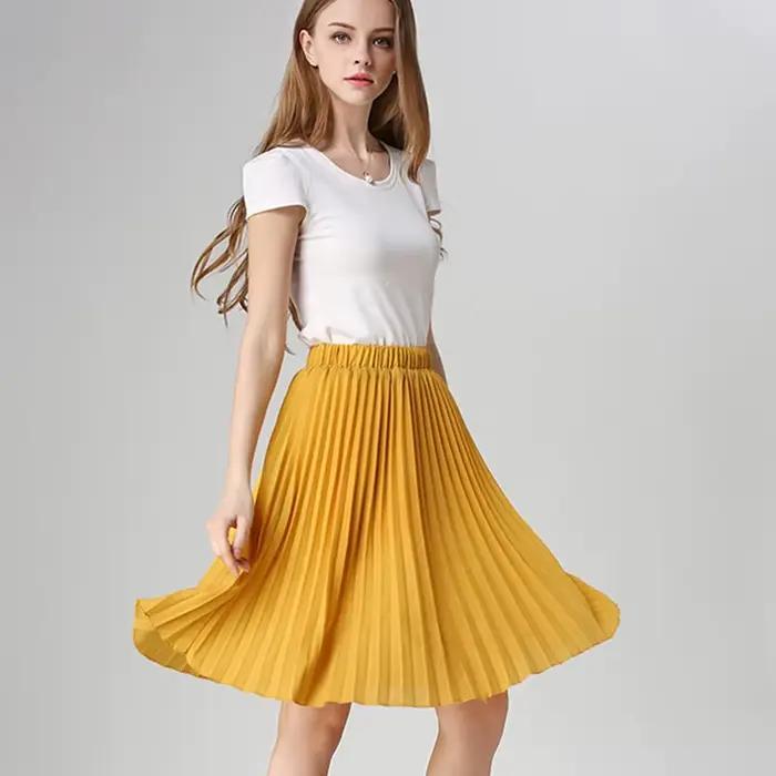 Jupe Plissée en Mousseline de Soie pour Femme