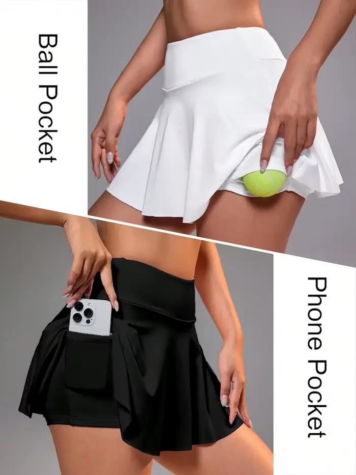 Jupes plissées de style tennis à taille haute sans couture pour femmes avec poche intérieure respirante à séchage