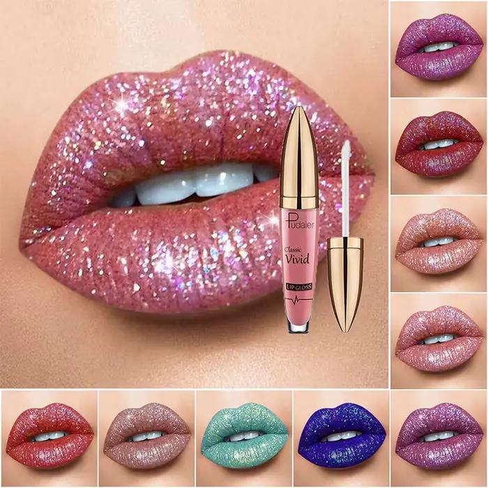 Rouge à lèvres liquide mat à brillant, 18 couleurs, brillant à lèvres brillant, diamant, imperméable, longue durée, perle, maquillage pour femmes