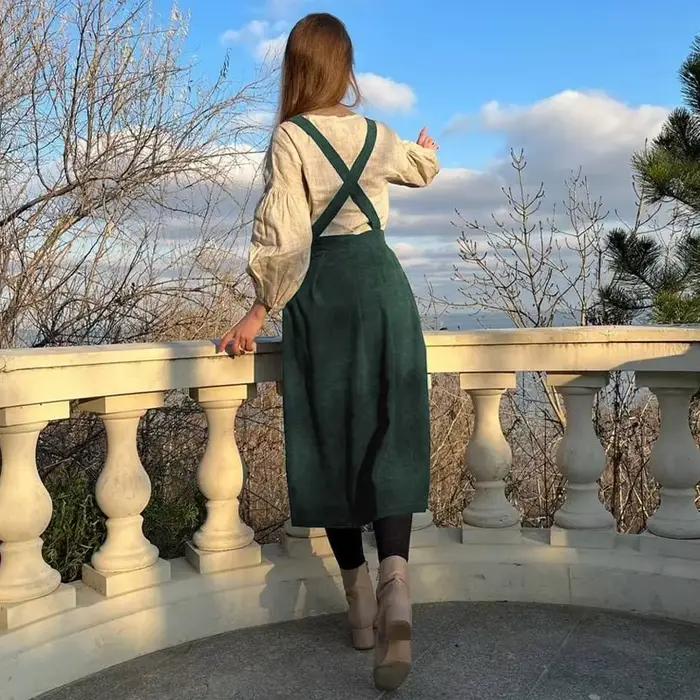 Original Robe rétro en velours côtelé pour femmes