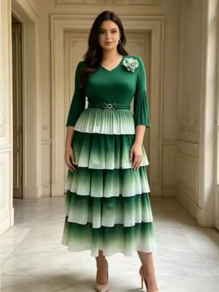 Jupe plissée Miyake effet deux pièces dégradé élégant pour femmes polyvalente printemps automne