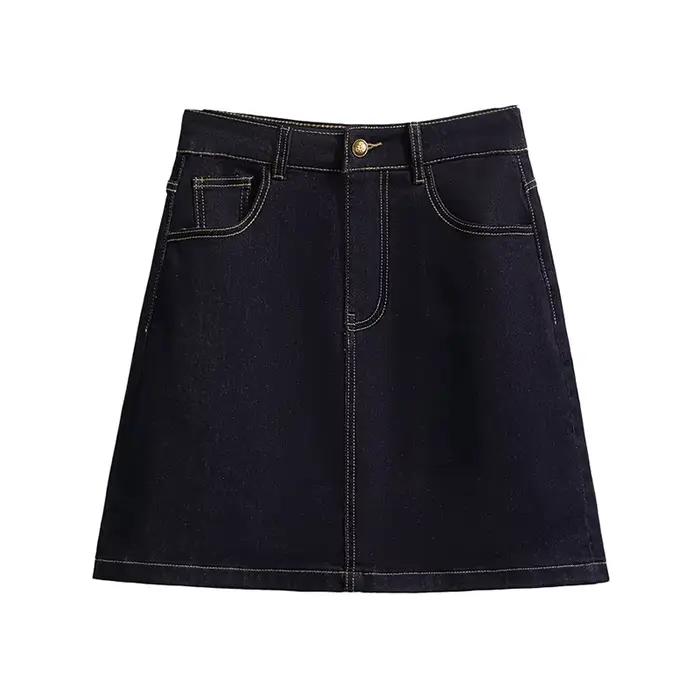 Vintage ample grande taille Denim jupes femmes été décontracté a-ligne Mini jupes avec short bleu foncé taille haute jean jupe femme