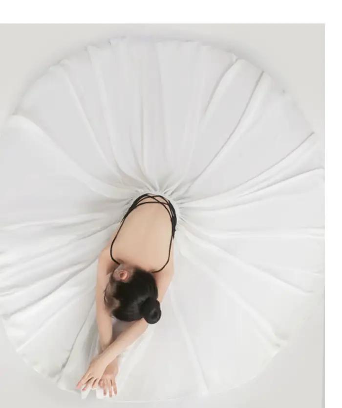 Jupe de Ballet longue rose rouge pour filles, jupe Flamenco en mousseline de soie pour enfants, jupe longue moderne pour salle de bal, vêtements de danse