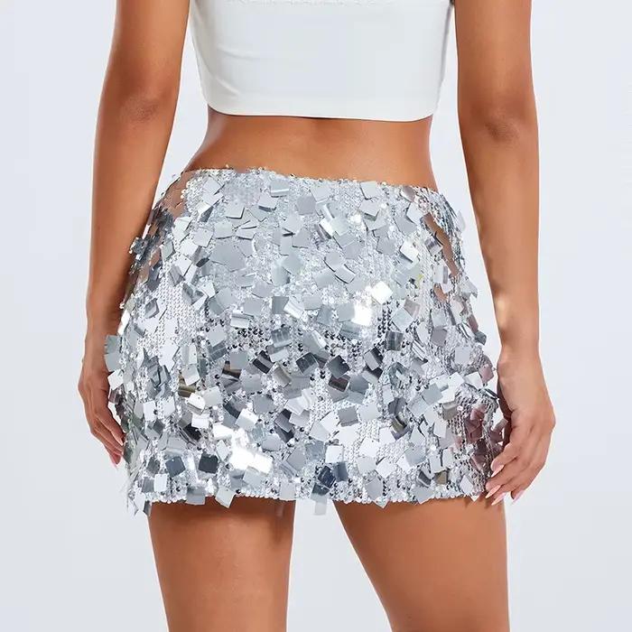 Mini-jupe sexy à sequins pour femme