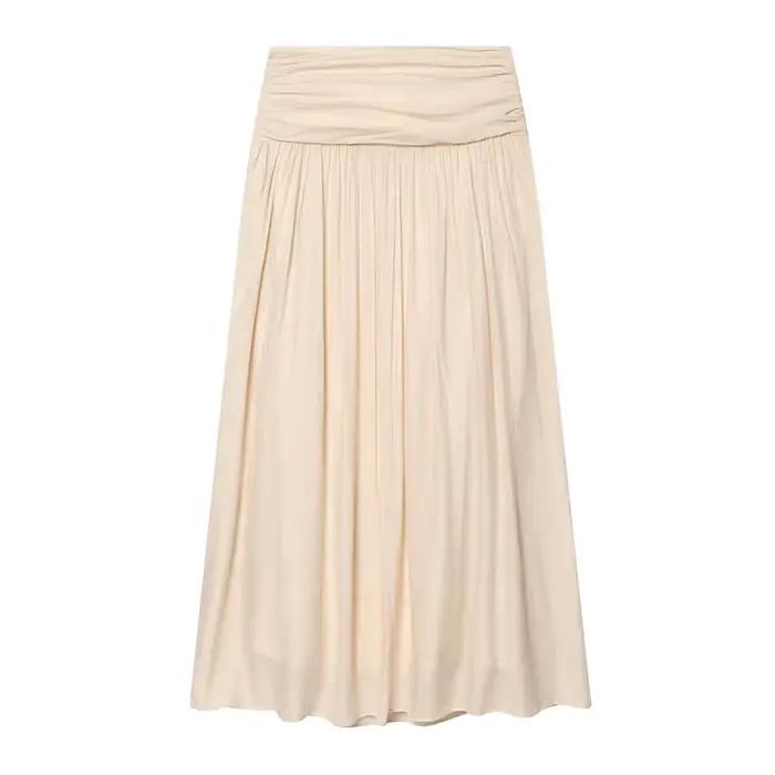 Jupe longue pour femme à taille froncée