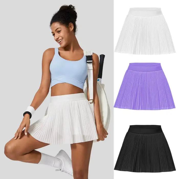 2025 Femmes Sport Mini Jupe Plissée Taille Haute Golf Tennis Jupes avec Courte Dames Gym Fitness Yoga Athlétique Entraînement Skort
