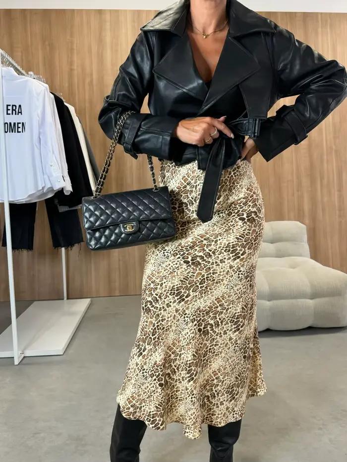 Jupe midi à taille haute pour femme