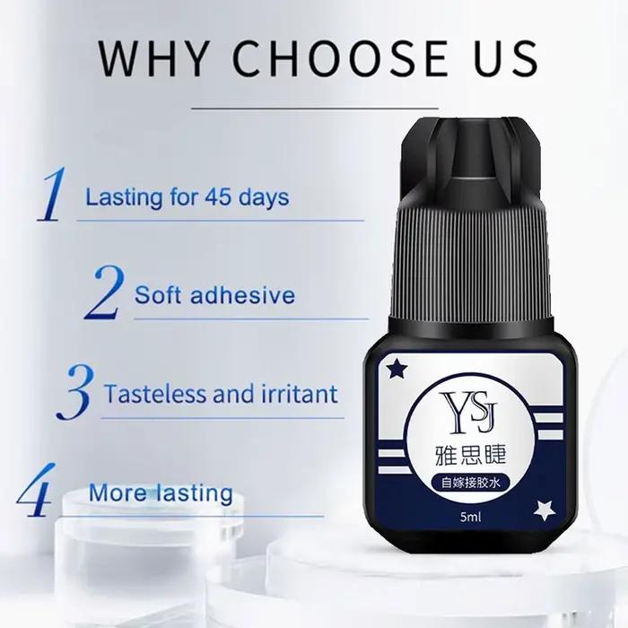 Colle pour extensions de cils 5 ml, noire, sans odeur, non irritante, adhésif à rétention durable, séchage rapide, outils pour cils semi-permanents