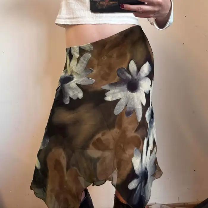 Jupe midi florale vintage MEXZT pour femme