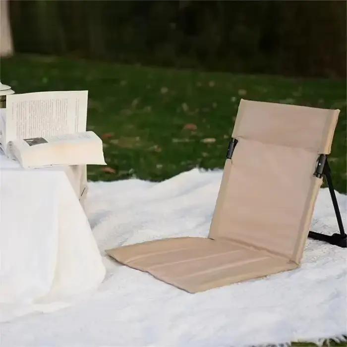 Chaise de Camping paresseuse pliable avec coussin de dossier, jardin extérieur, parc de plage, pique-nique, Patio, pelouse, meubles légers portables
