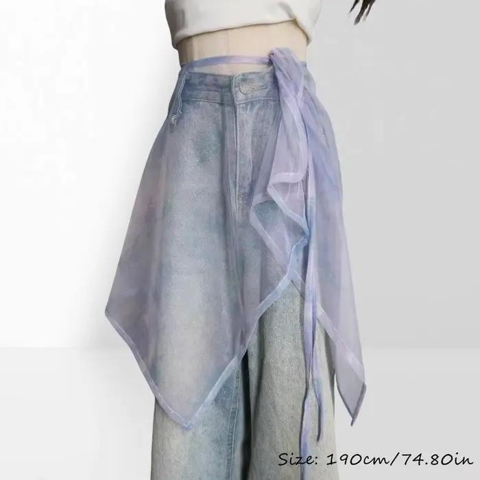 Jupe longue en dentelle taille haute transparente Y2K Streetwear avec cordon de serrage