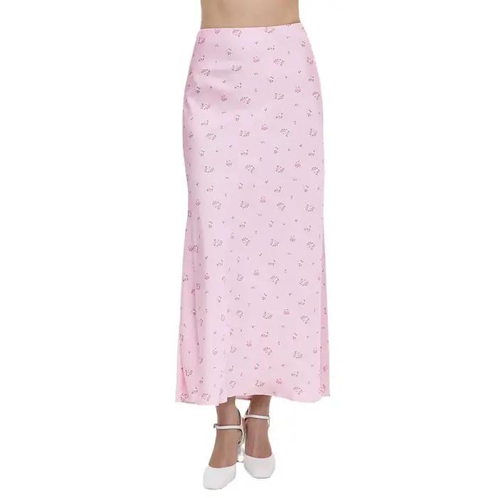 Jupe mi-longue imprimée à fleurs pour dames