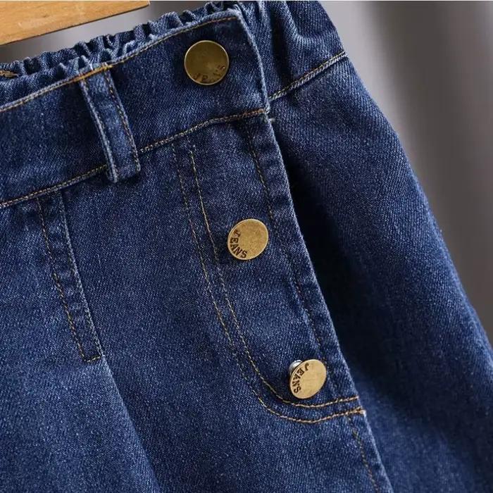 Jupe-short en jean plissée pour filles