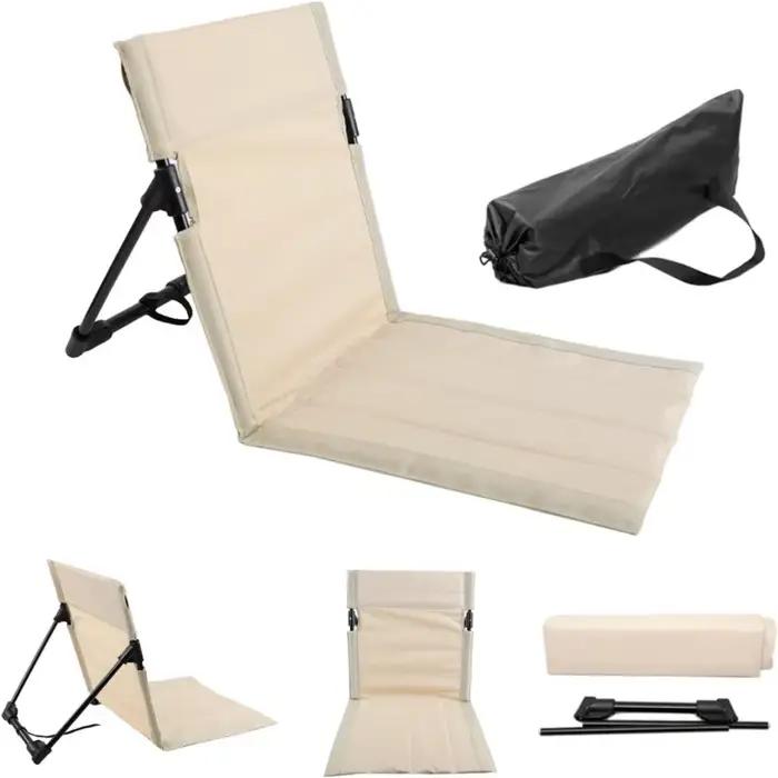 Chaise de Camping pliable en métal, coussin de dossier simple paresseux pour jardin extérieur, parc de plage, chaise Portable, coussin de pelouse paresseux