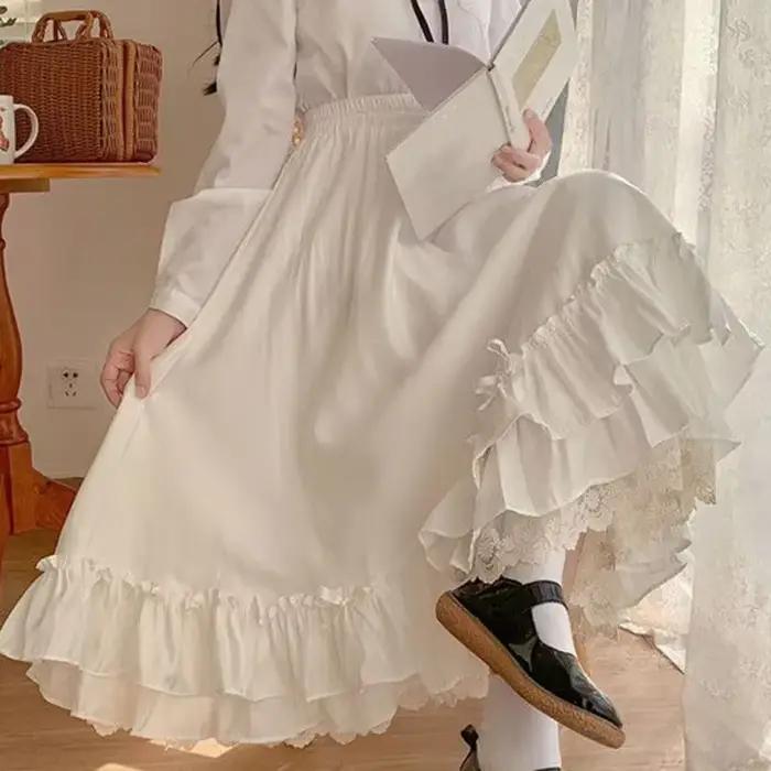 Jupe plissée à volants japonais pour femme