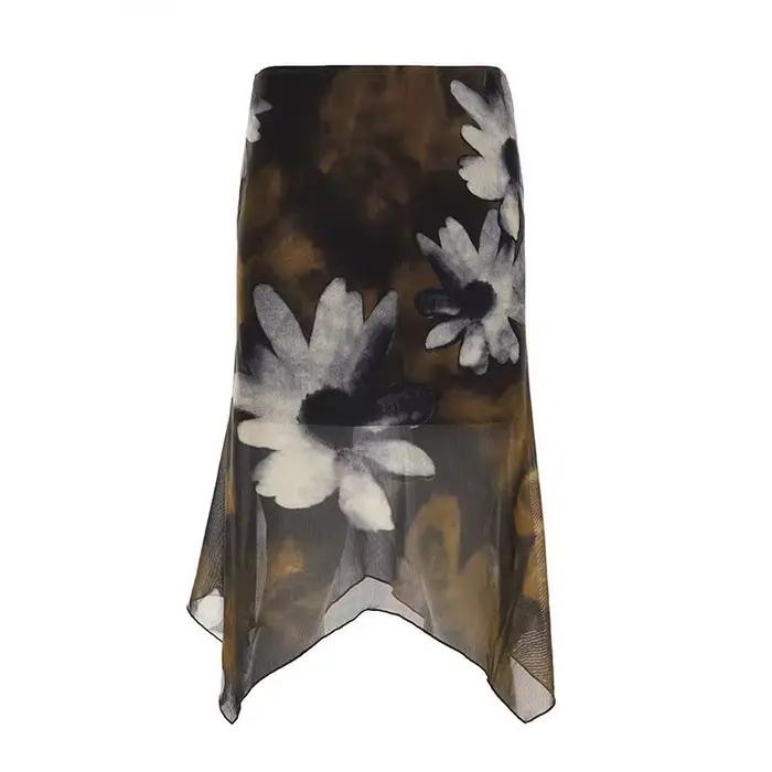 Jupe midi florale vintage MEXZT pour femme