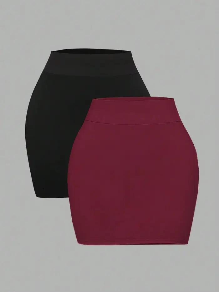Ensemble jupe mini moulante taille haute 2 pièces pour femmes grandes tailles