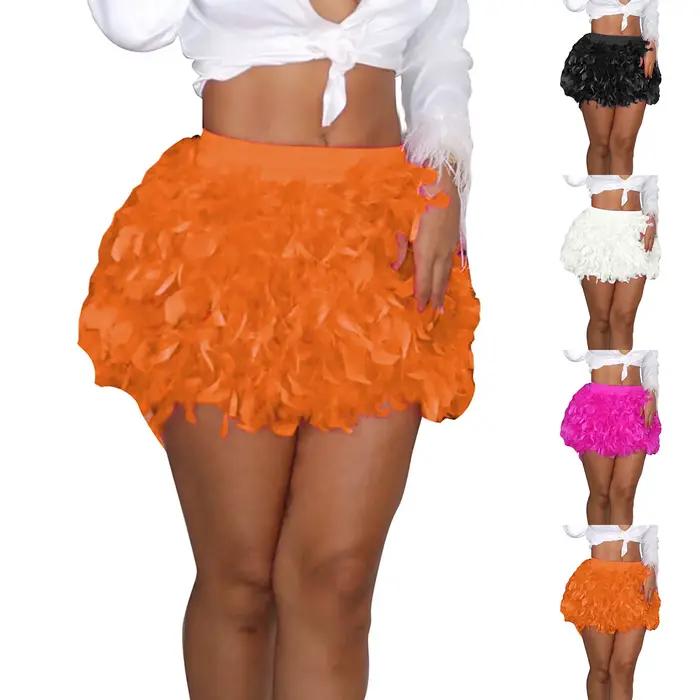 Mini jupe en plumes moelleuses pour femmes