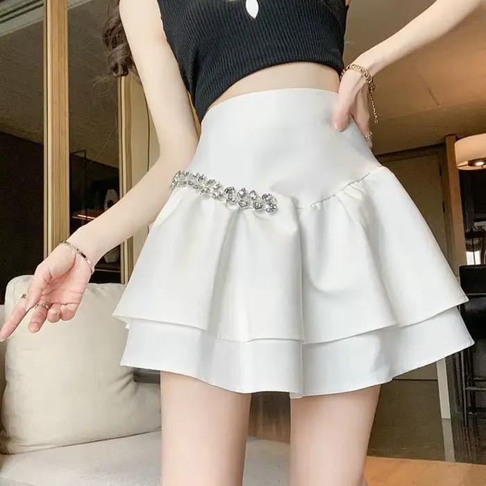 Mini jupe plissée taille haute pour filles