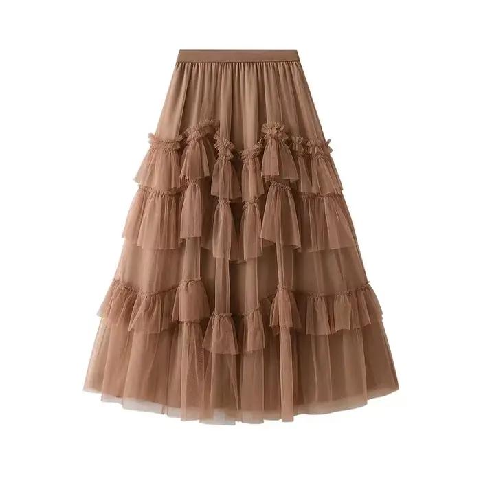 Femmes Tutu gâteau jupes élégant volants à plusieurs niveaux une ligne Tulle